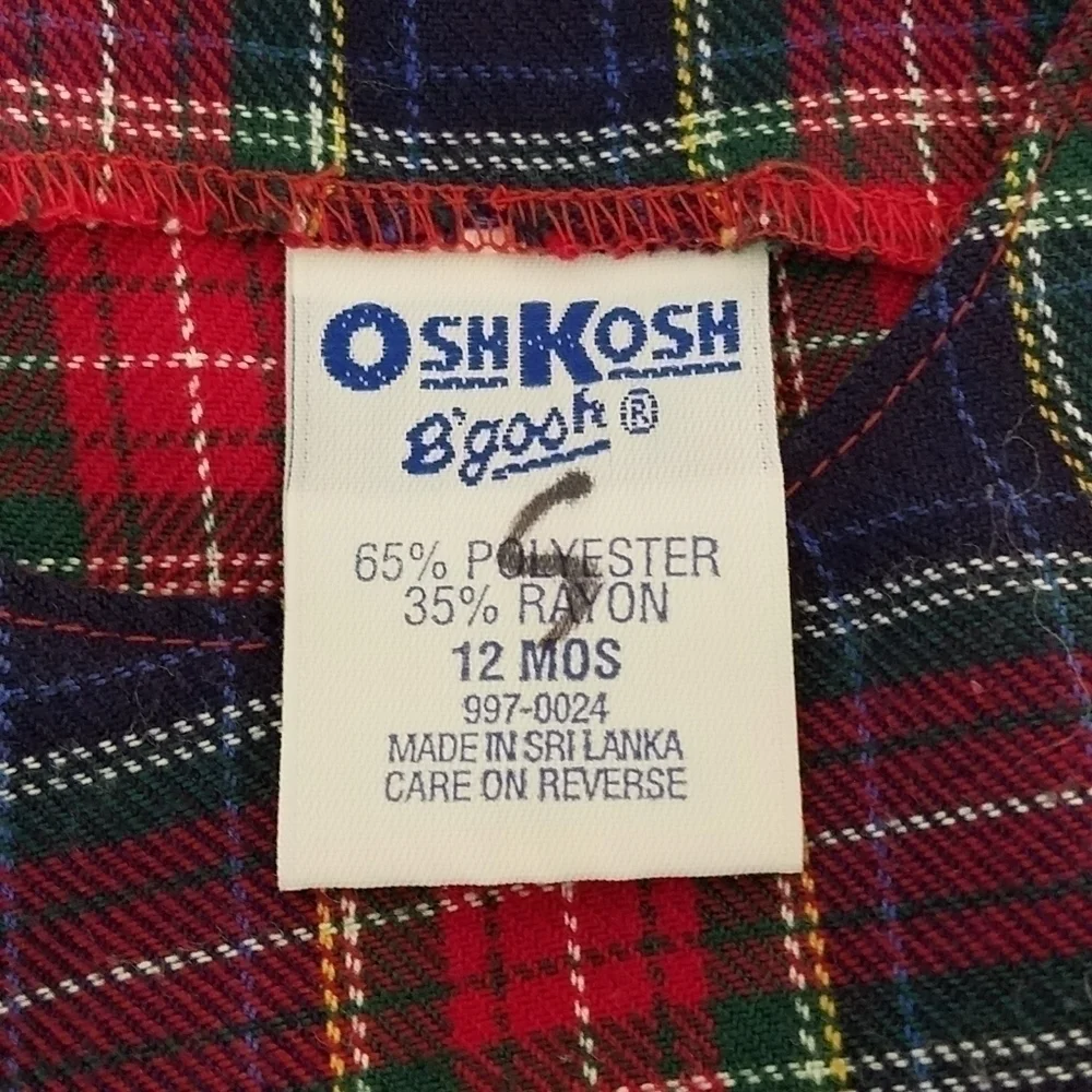 Vintage Oshkosh Plaid Jumper 12m